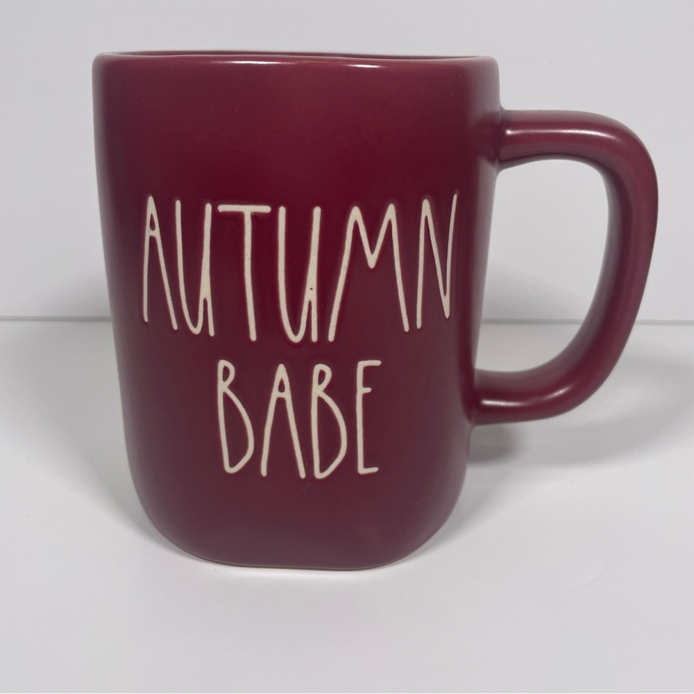 Rae Dunn Magenta AUTUMN BABE Burgundy Mug Thanksgiving Fall Sweater Weather